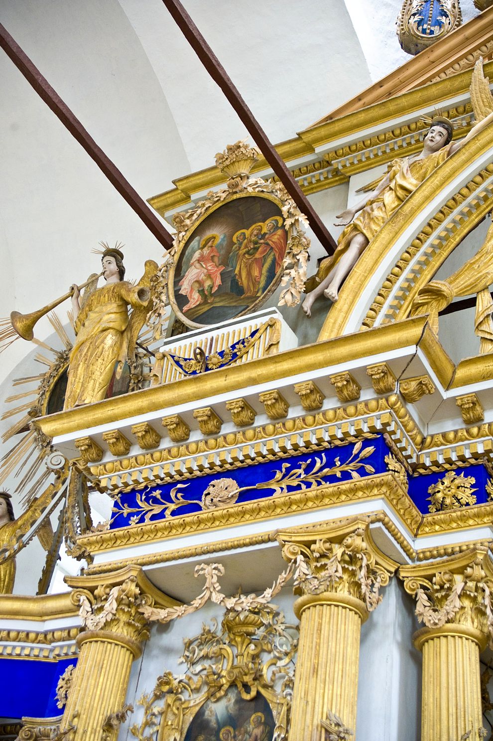 Belozersk
Russia. Vologda Region. Belozersk District
Kremlin
Cathedral of the TransfigurationGorodskoi Val street 13
Interior. Iconostasis. Left side of pediment
2009-08-08
© Photographs by William Brumfield