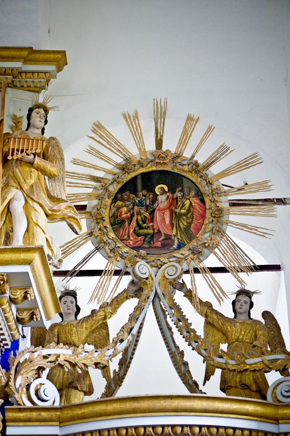 Belozersk
Russia. Vologda Region. Belozersk District
Kremlin
Cathedral of the TransfigurationGorodskoi Val street 13
Interior. Iconostasis. Right side of pediment
2009-08-08
© Photographs by William Brumfield