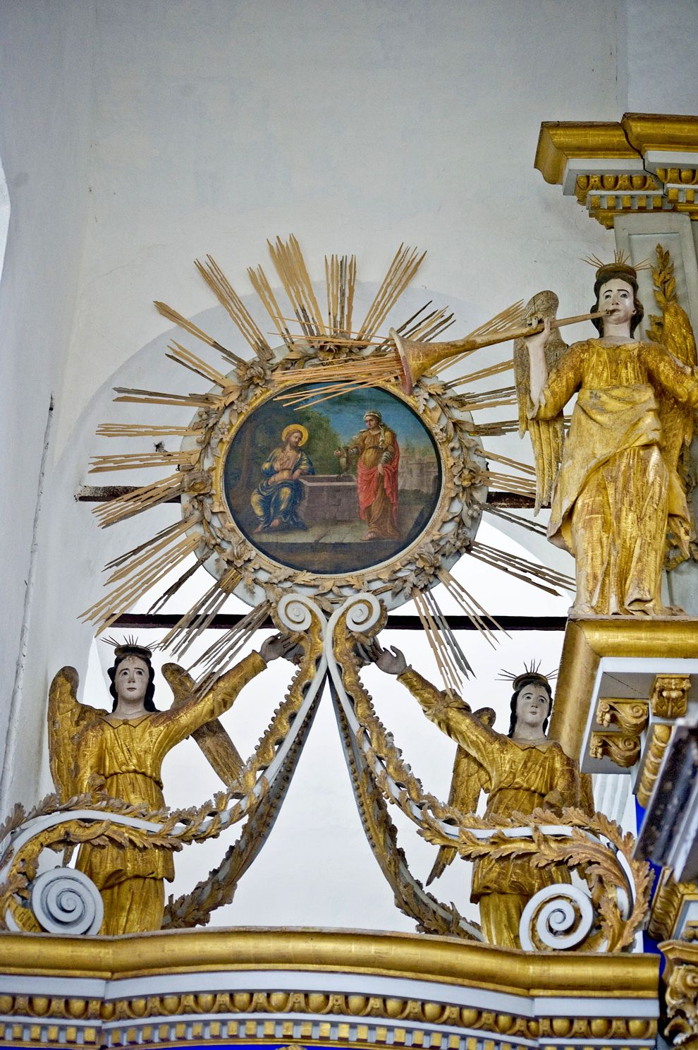 Belozersk
Russia. Vologda Region. Belozersk District
Kremlin
Cathedral of the TransfigurationGorodskoi Val street 13
Interior. Iconostasis. Left side of pediment
2009-08-08
© Photographs by William Brumfield