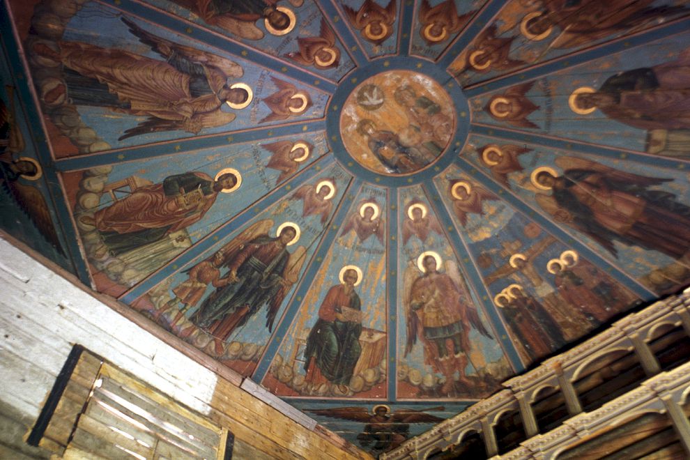 Saunino
Russia. Arkhangelsk Region. Kargopol District
Church of Saint John Chrysostome
Interior, with painted ceiling (nebo)
1998-06-20
© Photographs by William Brumfield