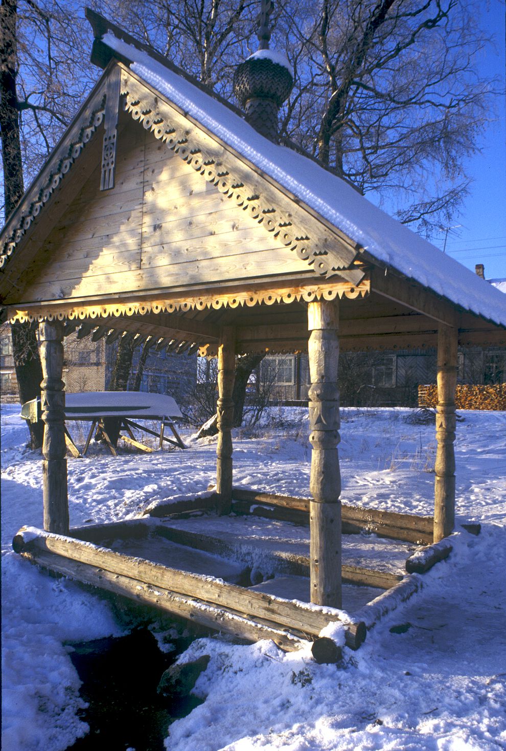 Kargopol
Russia. Arkhangelsk Region. Kargopol District
Canopy over holy spring
1999-11-25
© Photographs by William Brumfield