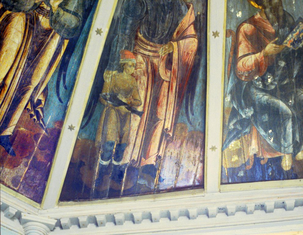 Pogost (one of 3 hamlets comprising village of Oshevensk)
Russia. Arkhangelsk Region. Kargopol District
Church of the Epiphany
Interior. Painted ceiling (Nebo)
1998-06-18
© Photographs by William Brumfield